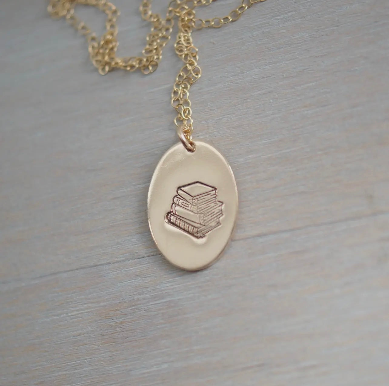 Gold Filled Book Stack Necklace